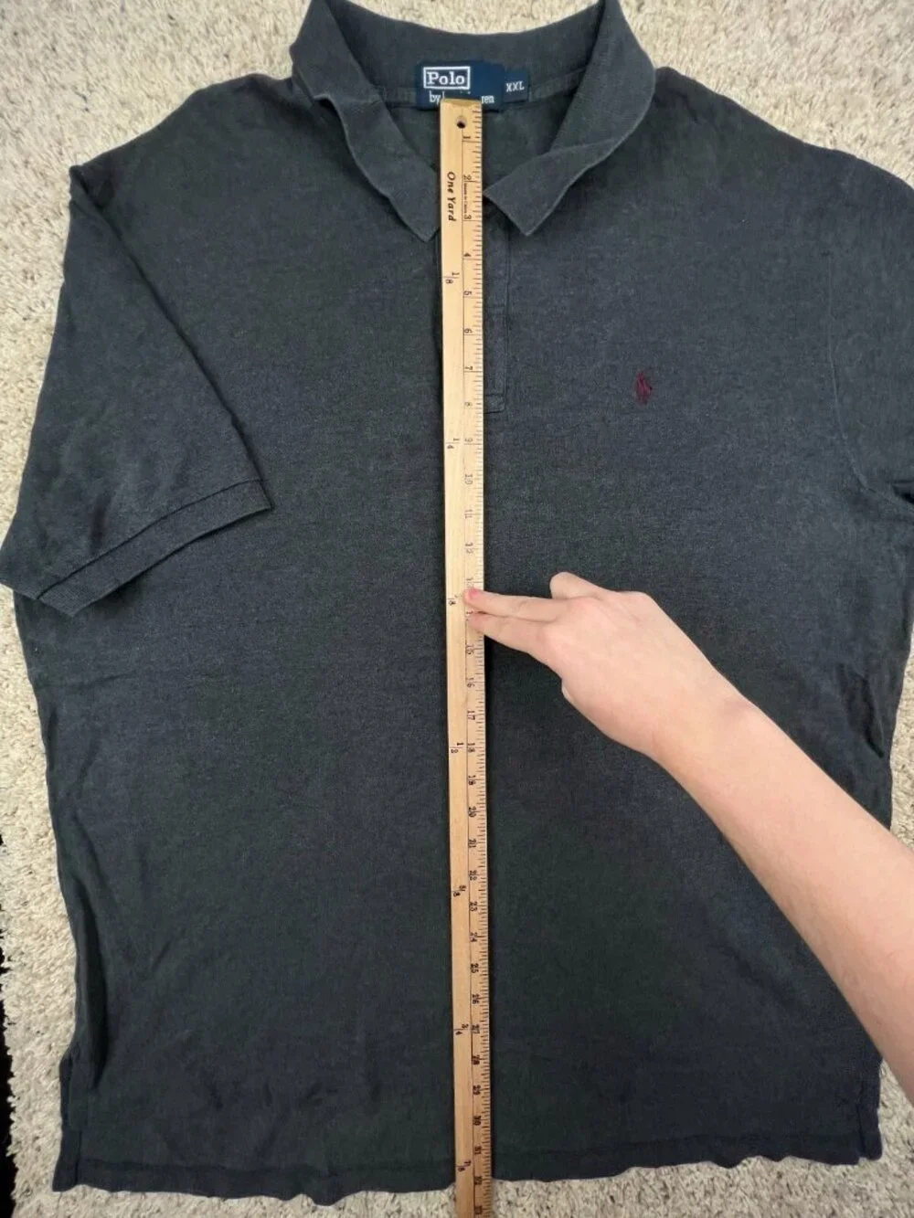 Polo Ralph Lauren Cotton Short Sleeve Polo Shirt w Pony Adult Size 2XL Gray